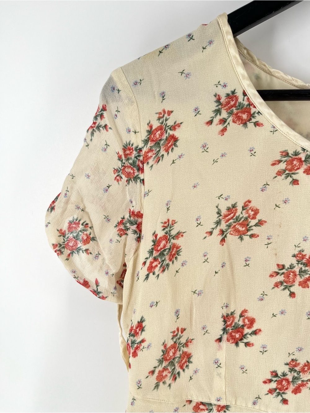 Vintage Northern Traditions M Rayon Floral Midi Dress Cottagecore Rose Sash - Picture 13 of 15